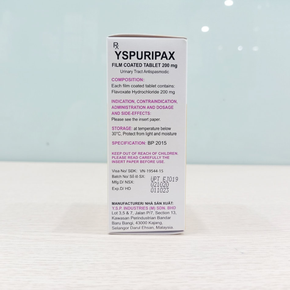 Hình ảnh thành phần của thuốc Yspuripax được chụp tại TAF Healthcare Store