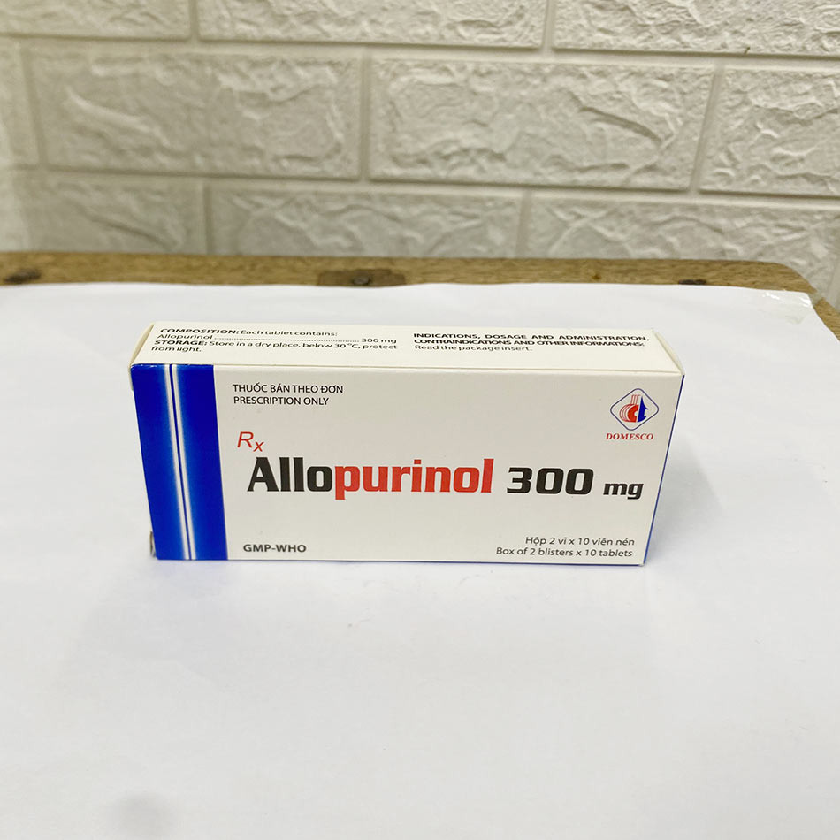Mặt bên của hộp thuốc Allopurinol