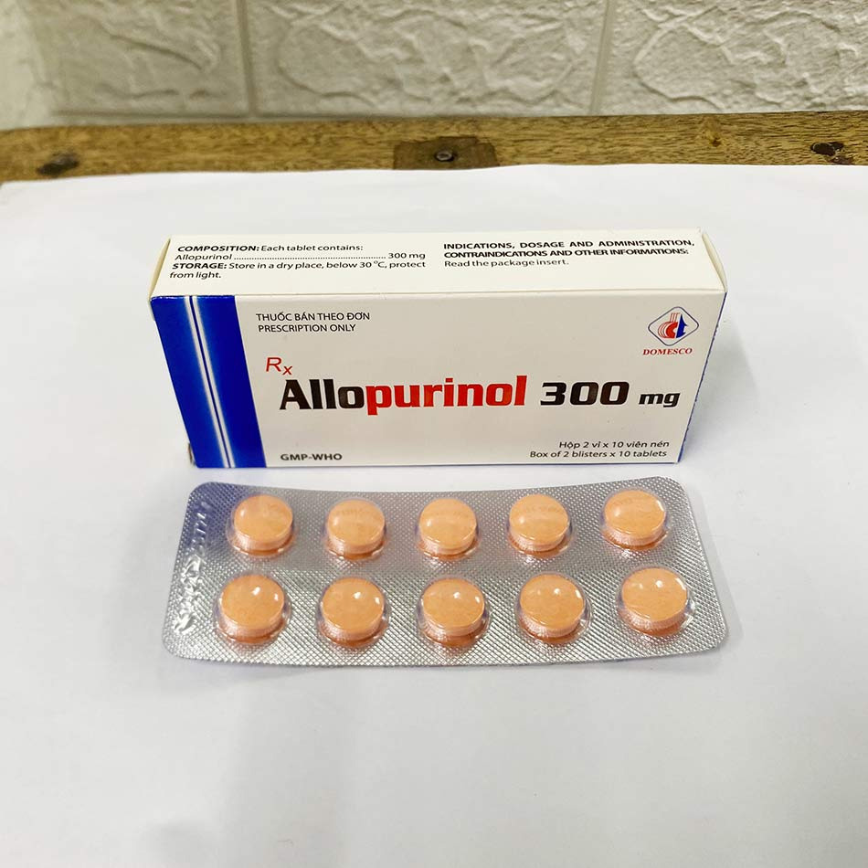 Hộp và vỉ thuốc Allopurinol 300mg