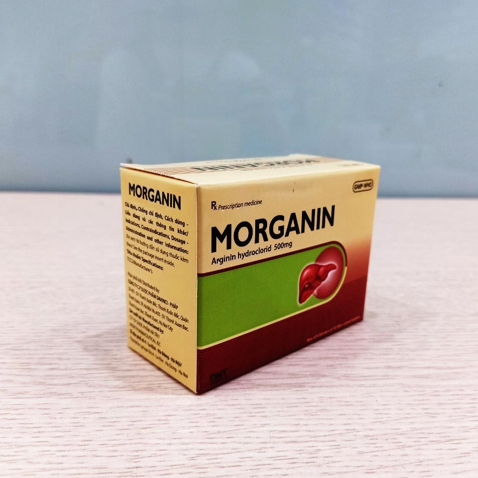 Mặt nghiêng của hộp thuốc Morganin