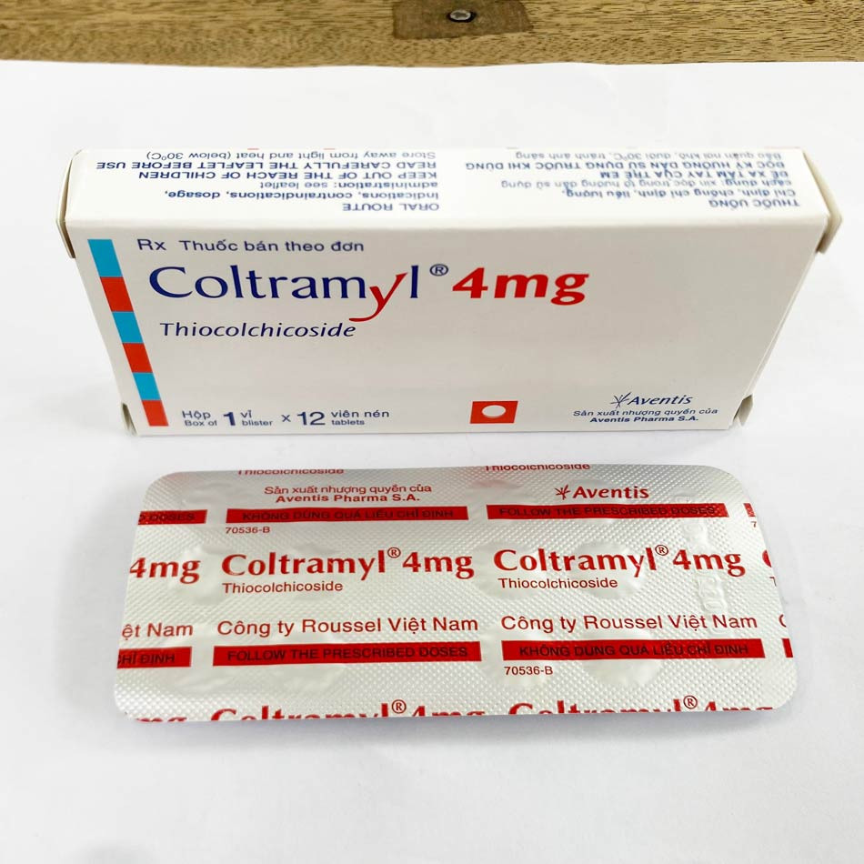 Hộp và vỉ thuốc Coltramyl 4mg