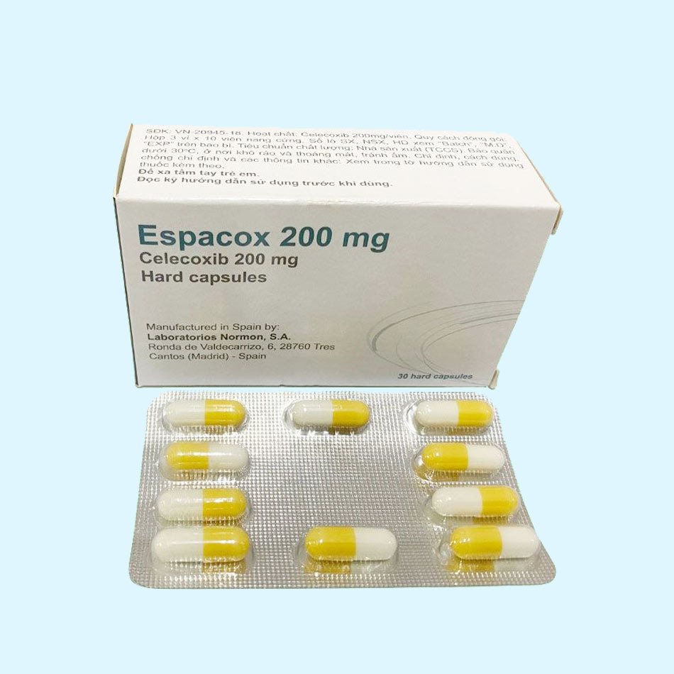 Hộp và vỉ thuốc Espacox 200mg