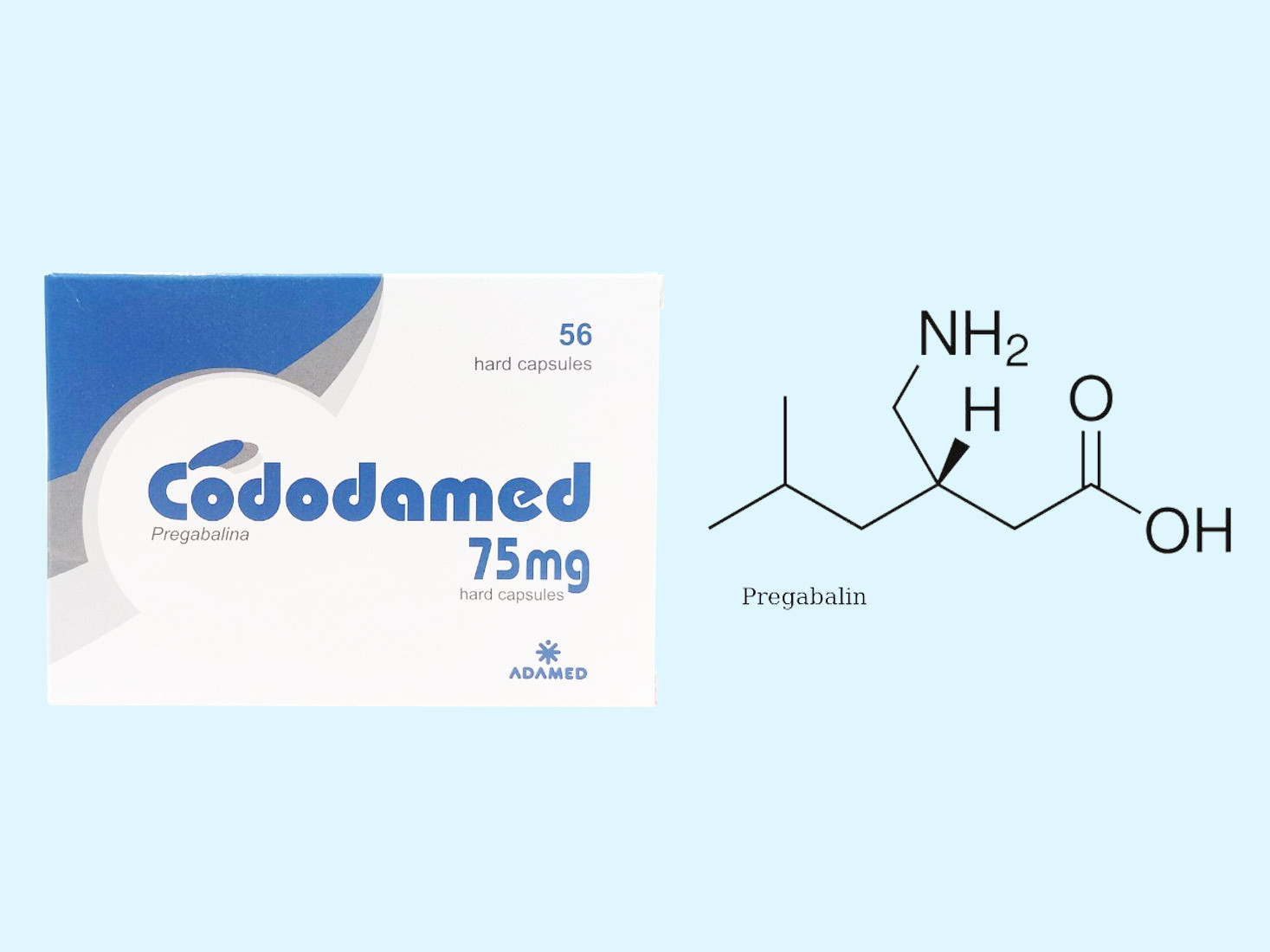 Công thức cấu tạo của hoạt chất Pregabalin có trong Cododamed 75mg