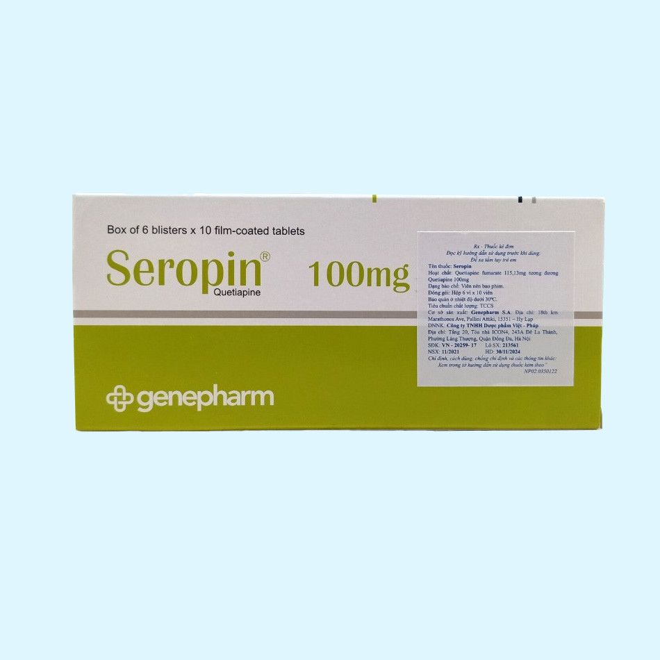 Hình ảnh mặt sau của hộp thuốc Seropin 100mg