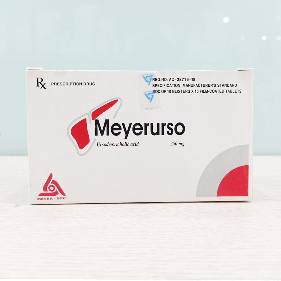 Hộp thuốc Meyerurso 250mg được chụp tại nhà thuốc TAF Healthcare Store