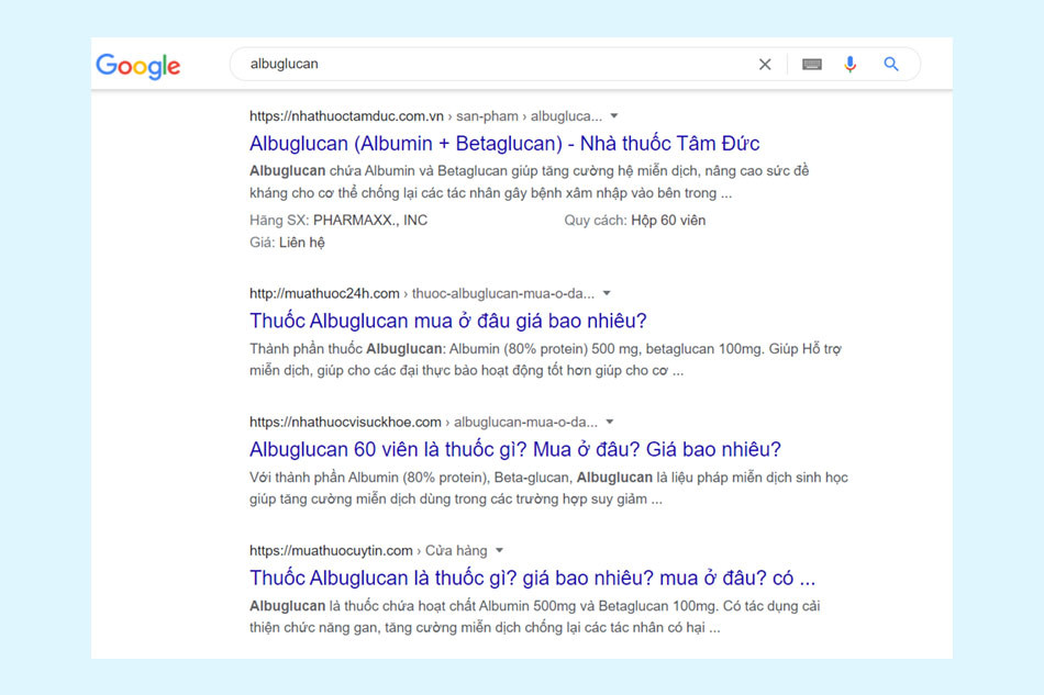 Các website đang có dấu hiệu quảng cáo sai sự thật về Albuglucan