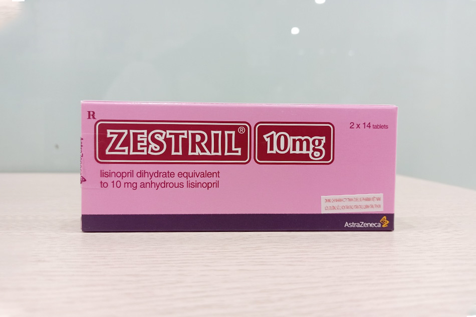 Hộp thuốc Zestril 10mg chụp tại TAF Healthcare Store