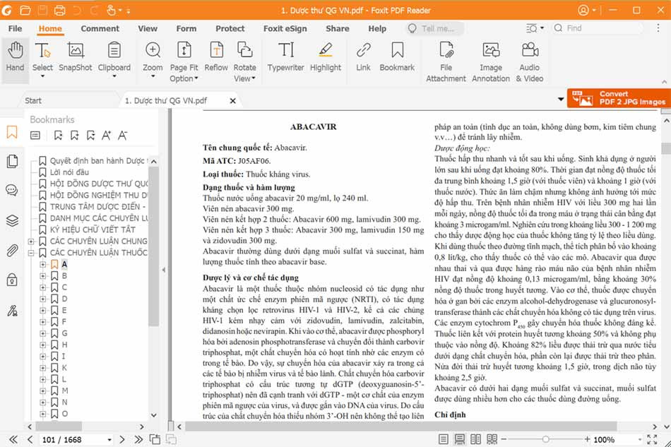 Tra cứu dược thư bằng phần mềm Foxit PDF Reader